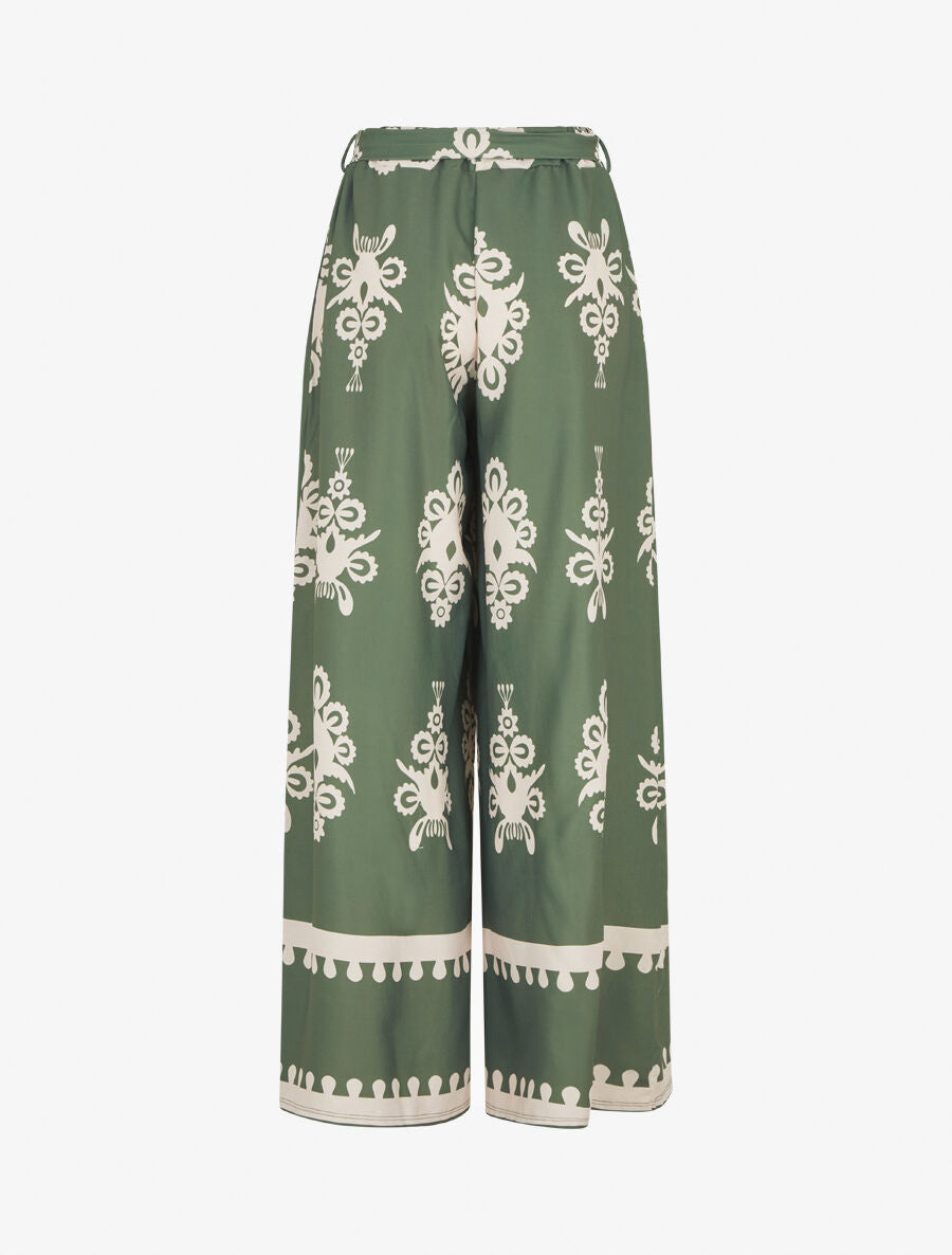 Pantalon ample à imprimé ikat - Kaki - 2