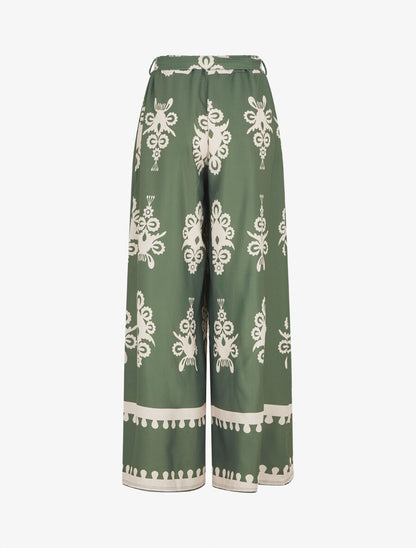 Pantalon ample à imprimé ikat - Kaki - 2