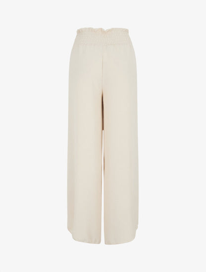 Pantalon tulipe uni à taille élastiquée - Beige - 2