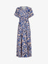 Robe longue manches courtes imprimé graphique - Bleu - 4