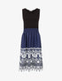 Robe midi évasée sans manches imprimé floral - Marine - 4