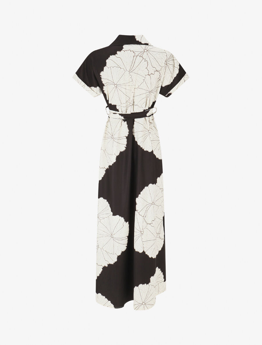 Robe chemise longue imprimé floral - Noir - 2