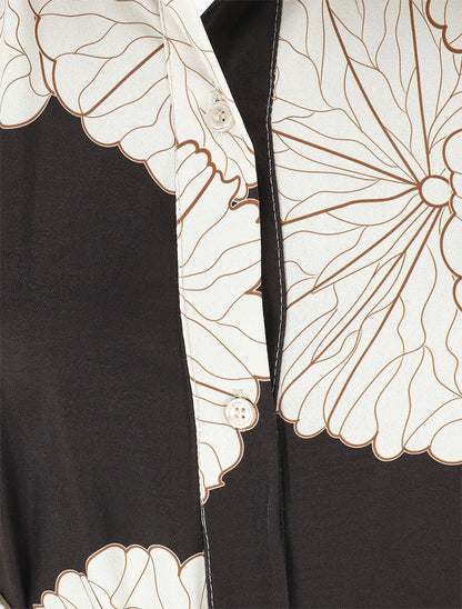 Robe chemise longue imprimé floral - Noir - 3