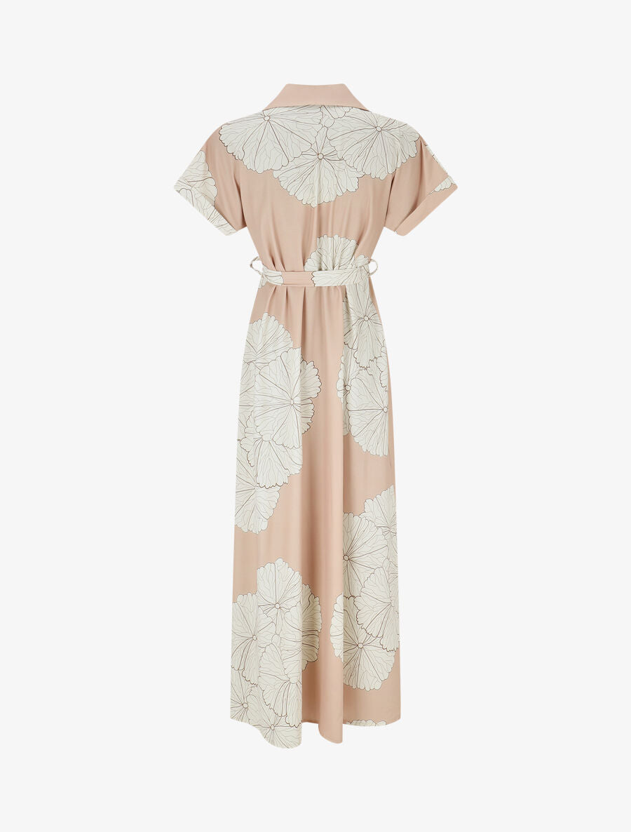 Robe chemise longue imprimé floral - Beige - 2