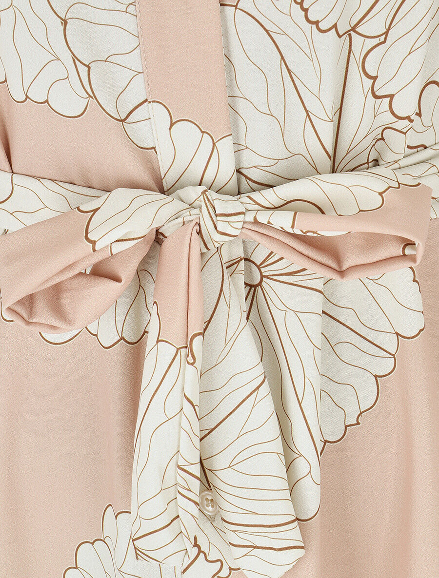 Robe chemise longue imprimé floral - Beige - 3