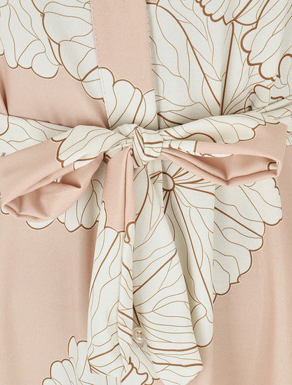 Robe chemise longue imprimé floral - Beige - 3