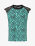 Top imprimé graphique à manches courtes en dentelle - Turquoise - 4