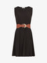 Robe droite unie et ajourée - Noir - 1