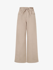 Pantalon droit taille haute élastiquée - Taupe - 1