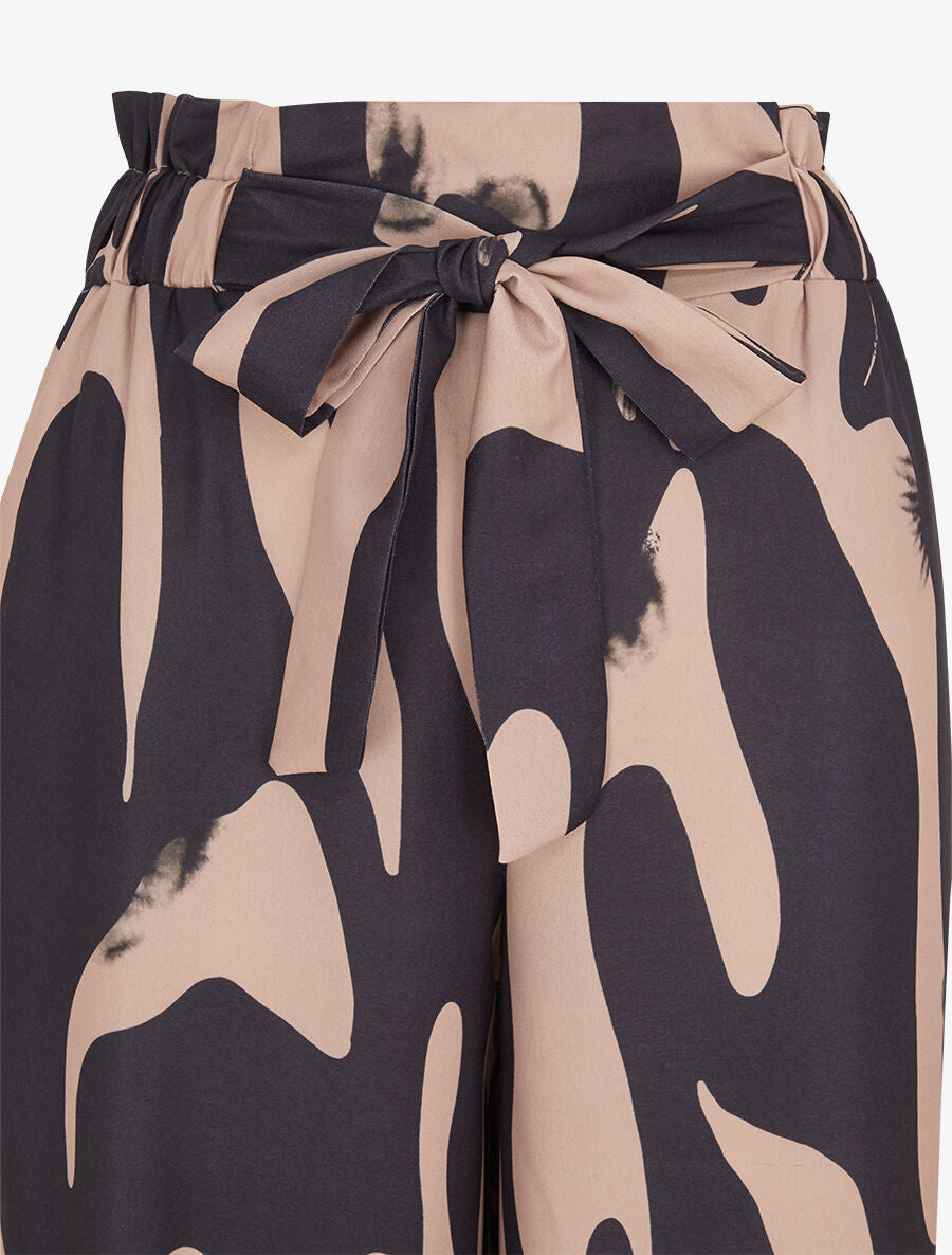 Pantalon fluide imprimé abstrait - Noir - 3