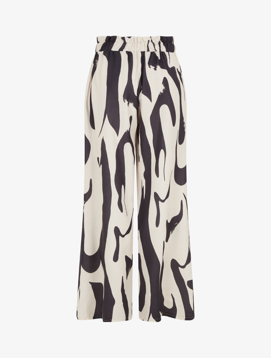 Pantalon fluide imprimé abstrait - Beige - 2