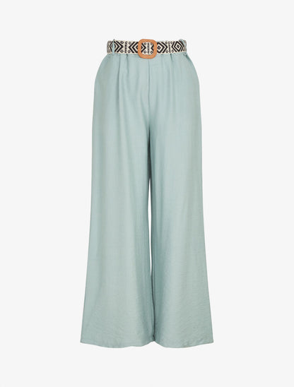 Pantalon uni à taille élastiquée - Vert d&