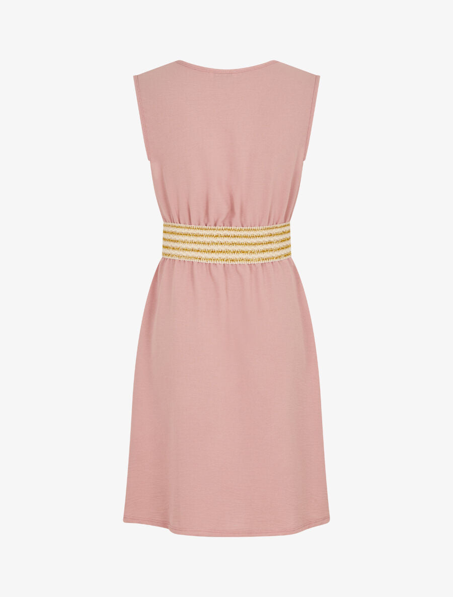 Robe unie à bande élastiquée - Vieux rose - 2