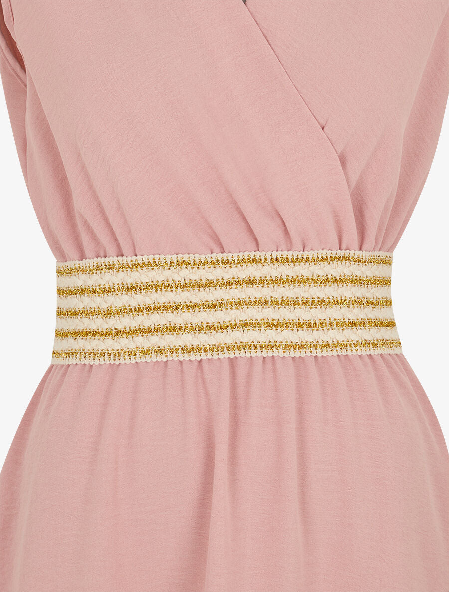 Robe unie à bande élastiquée - Vieux rose - 3