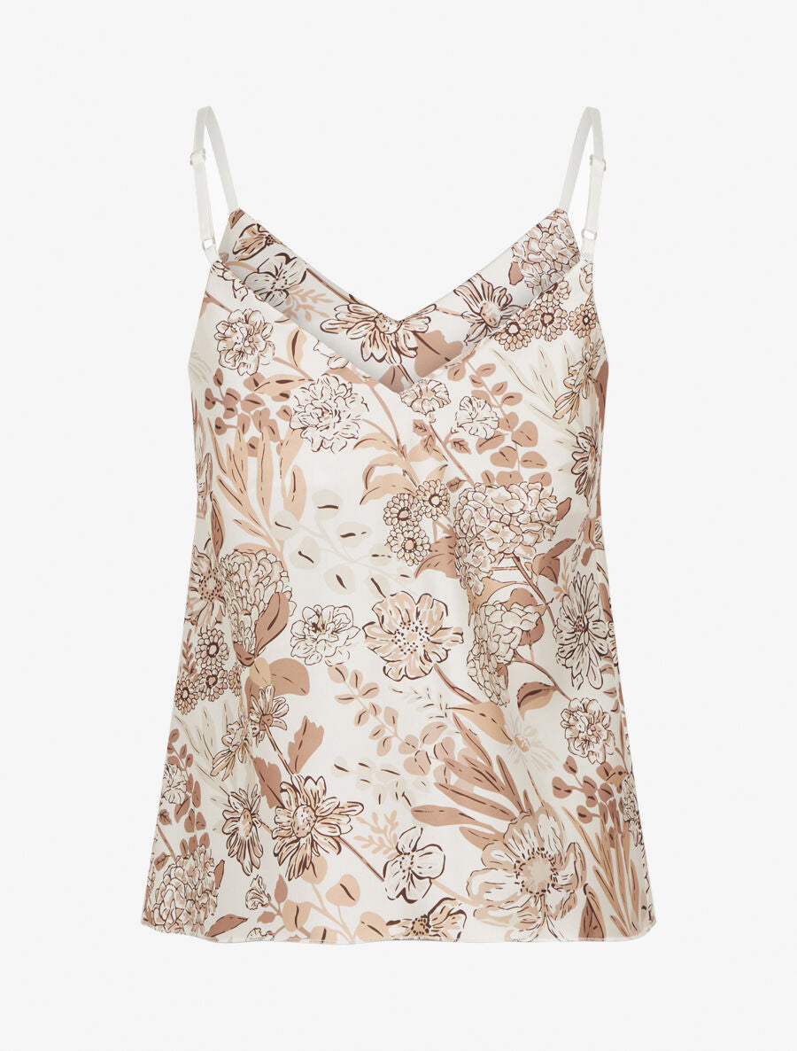 Caraco satiné imprimé floral - Beige - 2