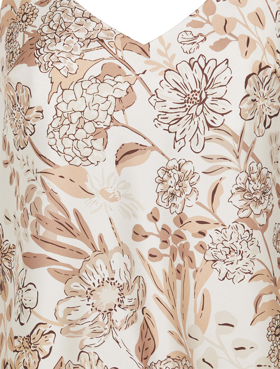 Caraco satiné imprimé floral - Beige - 3