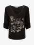 Pull droit et fin flocage léopard - Noir - 4