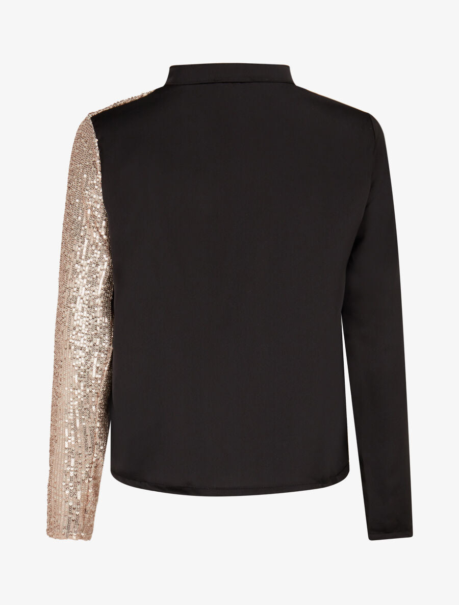 Blouse satinée avec sequins - Or - 2