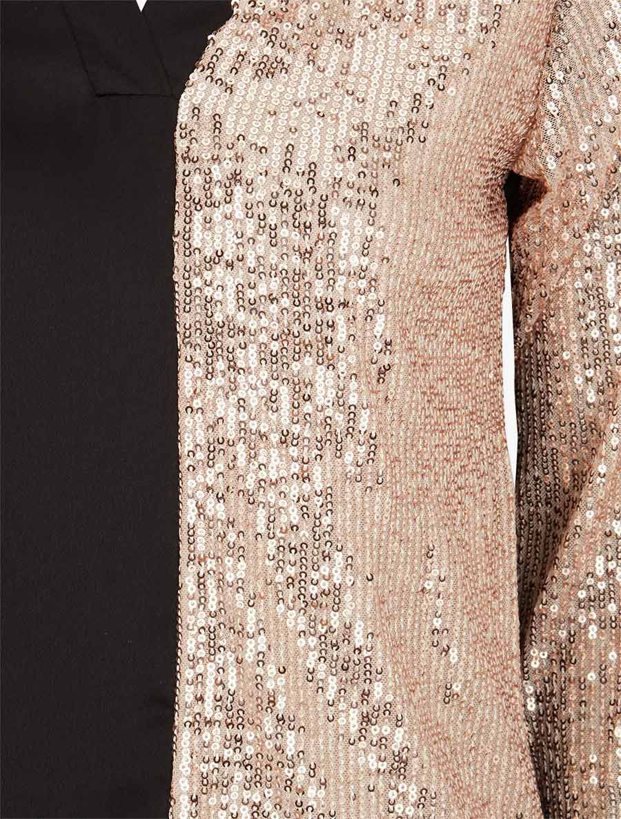 Blouse satinée avec sequins - Or - 3