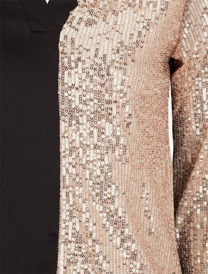 Blouse satinée avec sequins - Or - 3