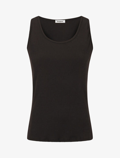 Débardeur côtelé basique coupe ajustée - Noir - 1