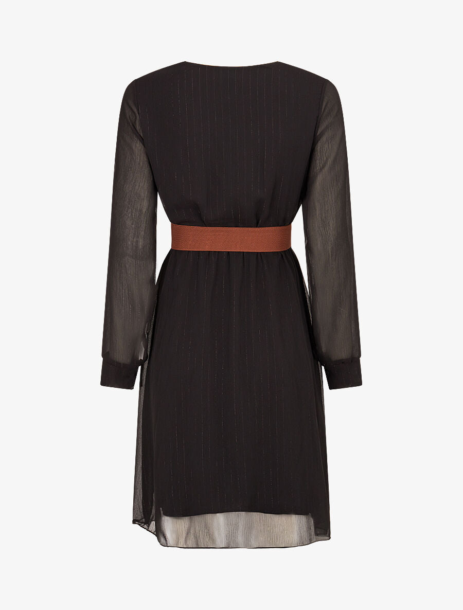 Robe légère en voile lamé - Noir - 2