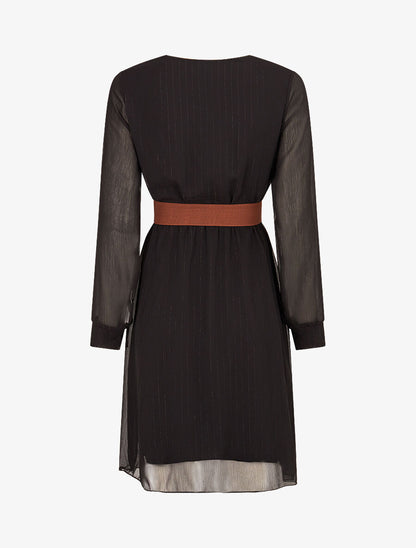 Robe légère en voile lamé - Noir - 2