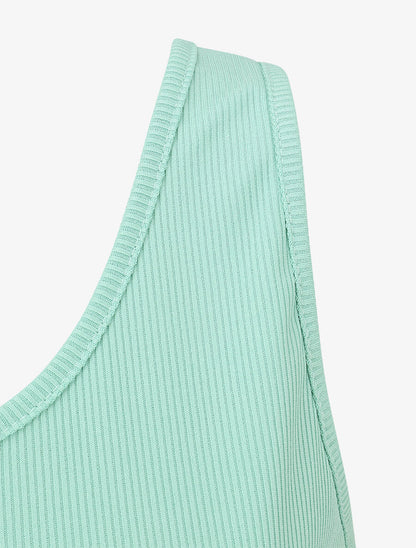 Débardeur côtelé basique coupe ajustée - Vert d&