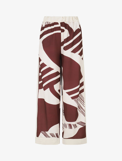 Pantalon droit taille haute imprimé fantaisie - Bordeaux - 1
