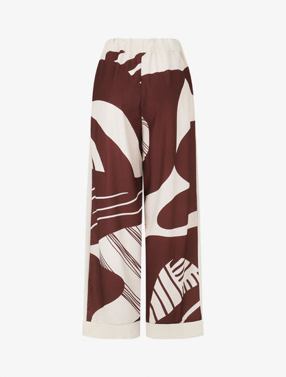 Pantalon droit taille haute imprimé fantaisie - Bordeaux - 2
