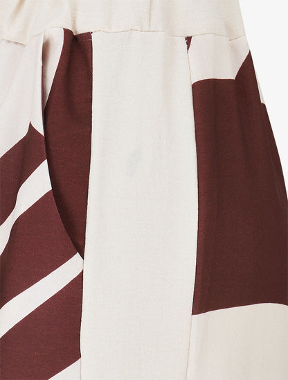 Pantalon droit taille haute imprimé fantaisie - Bordeaux - 3