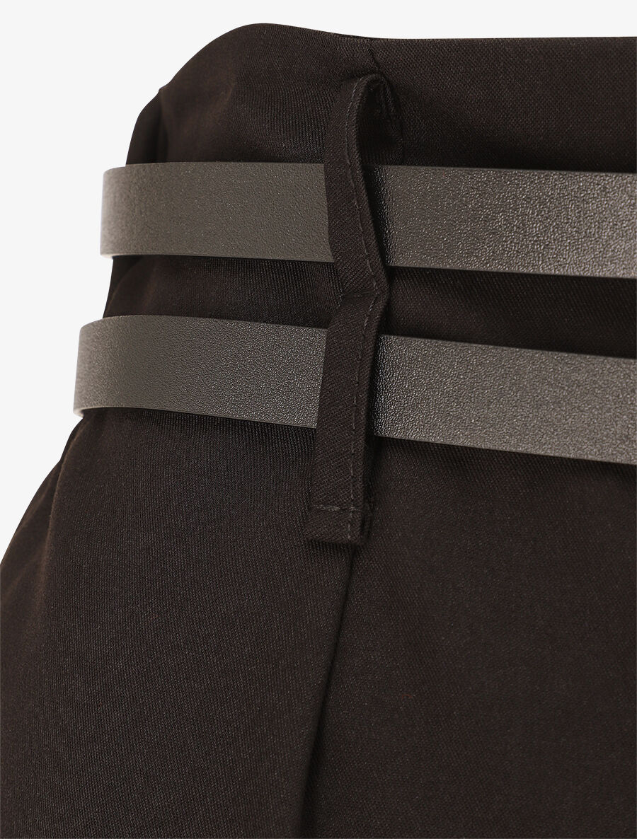 Short droit taille haute à double ceintures - Noir - 3