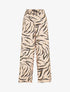 Pantalon satiné taille haute à motif doré - Beige - 1