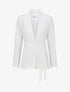 Veste unie à ceinture à nouer - Blanc - 1