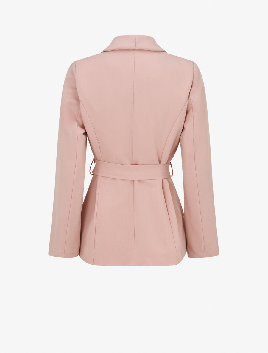 Veste unie à ceinture à nouer - Rose - 2