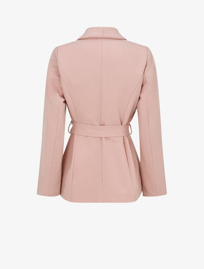 Veste unie à ceinture à nouer - Rose - 2
