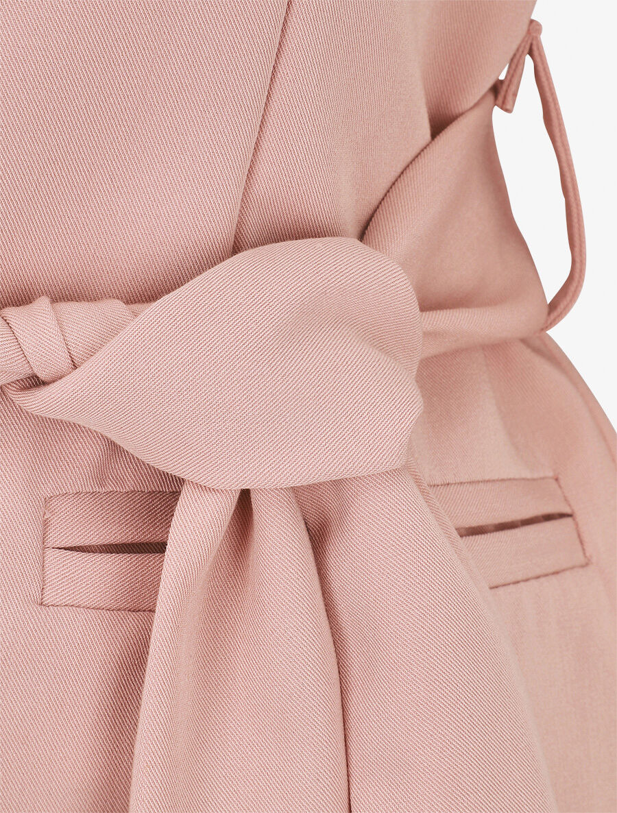 Veste unie à ceinture à nouer - Rose - 3