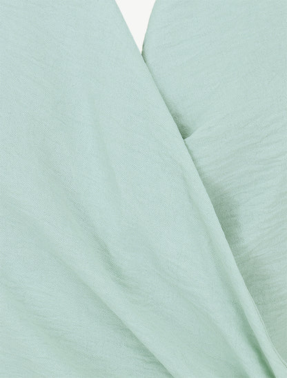 Top asymétrique élastiqué à col cache-coeur - Vert d&