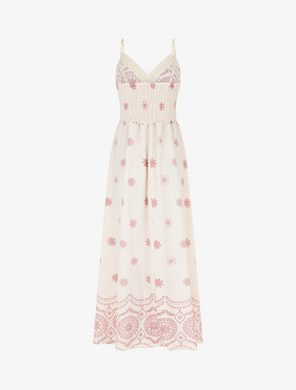 Robe élastiquée imprimé fleurs - Rose - 2