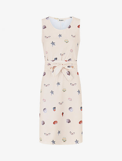 Robe à nouer imprimé coquillages - Beige - 1