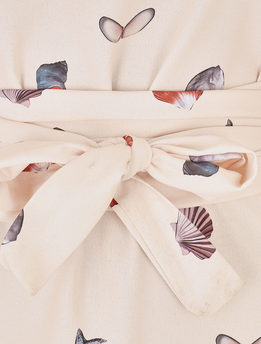 Robe à nouer imprimé coquillages - Beige - 3