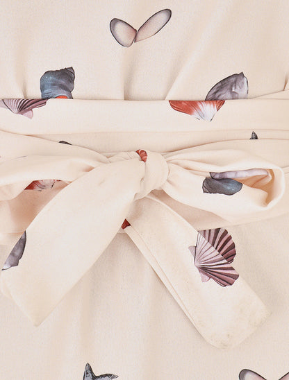 Robe à nouer imprimé coquillages - Beige - 3