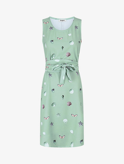 Robe à nouer imprimé coquillages - Vert - 1