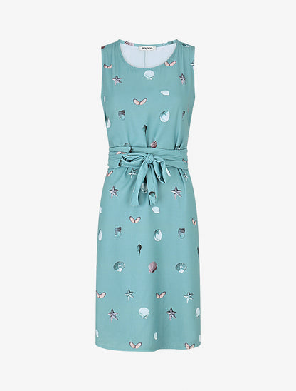 Robe à nouer imprimé coquillages - Vert de gris - 1