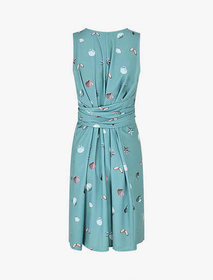 Robe à nouer imprimé coquillages - Vert de gris - 2