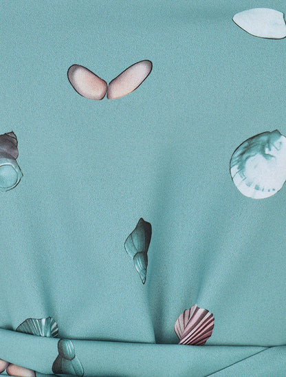 Robe à nouer imprimé coquillages - Vert de gris - 3