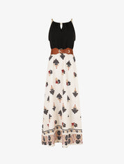 Robe imprimé ikat à bretelles en chaîne - Noir - 1
