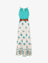 Robe imprimé ikat à bretelles en chaîne - Turquoise - 1