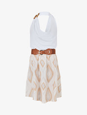Robe dos nu imprimé graphique - Beige - 1