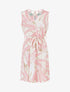 Robe mi-longue à col à perles et imprimé tropical - Rose - 1